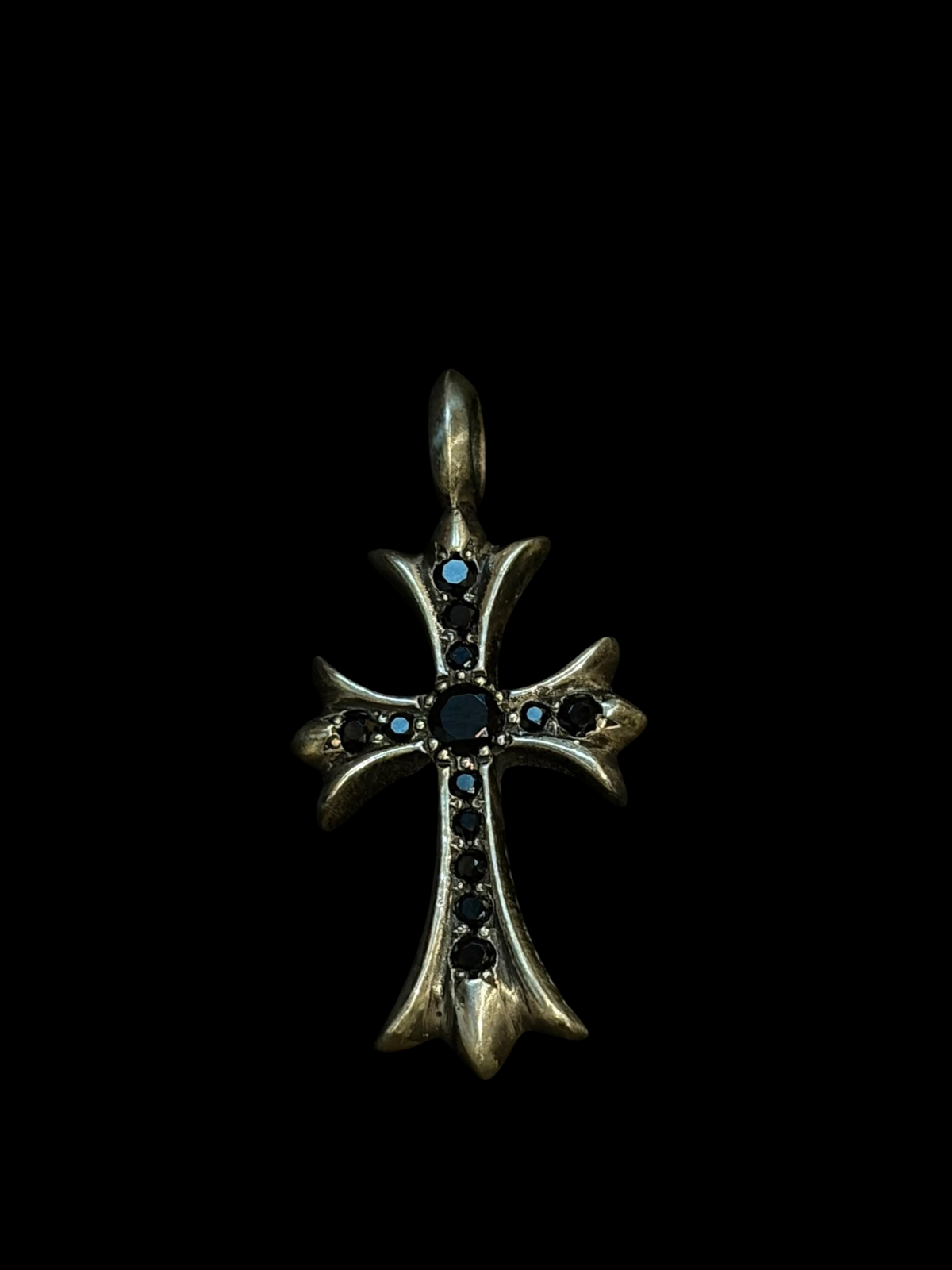 Tiny CH Cross Black Diamond Pendant